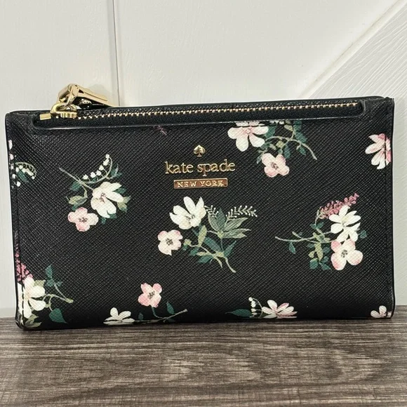 Kate Spade ♠️ Floral Slim Wallet with Storybook lining - Picture 1 of 8